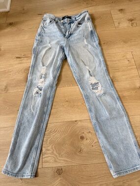Hollister Light Blue Distressed Straight Leg Jeans